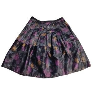 The Limited Womens Size 0 Pleated Floral Satin Skirt‎ Purple Gold Black RN54874
